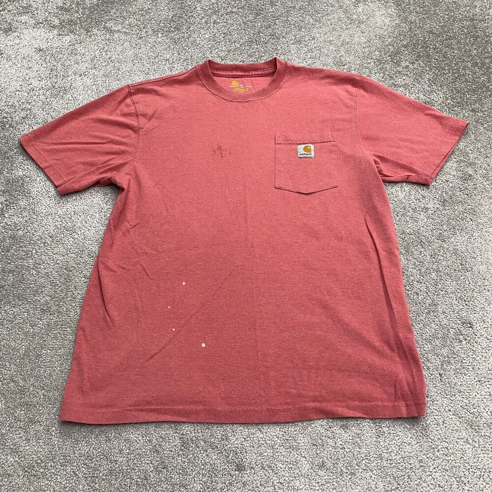 Carhartt K87 Original Fit T-Shirt Mens Medium Orange Crew Neck Casual Pocket Tee
